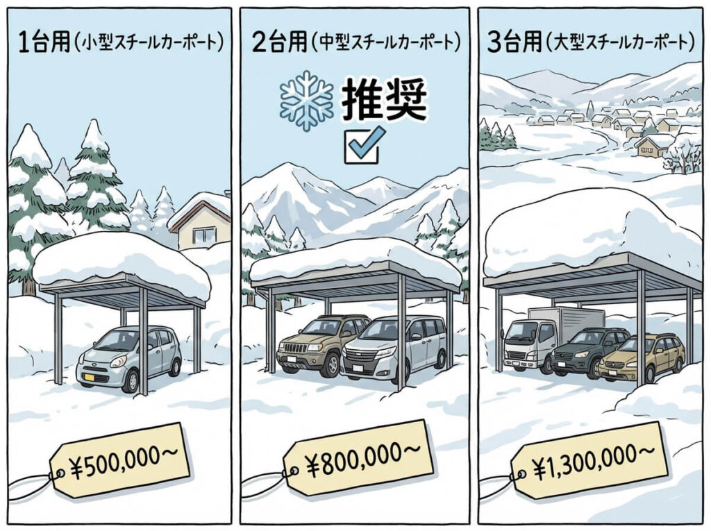 雪対策カーポートの「費用相場」は？1台・2台・3台用、信州でのリアルな施工価格