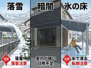 カーポート設置でよくある失敗（長野編）｜「隣家への落雪」「リビングが暗黒」「屋根の勾配」の落とし穴