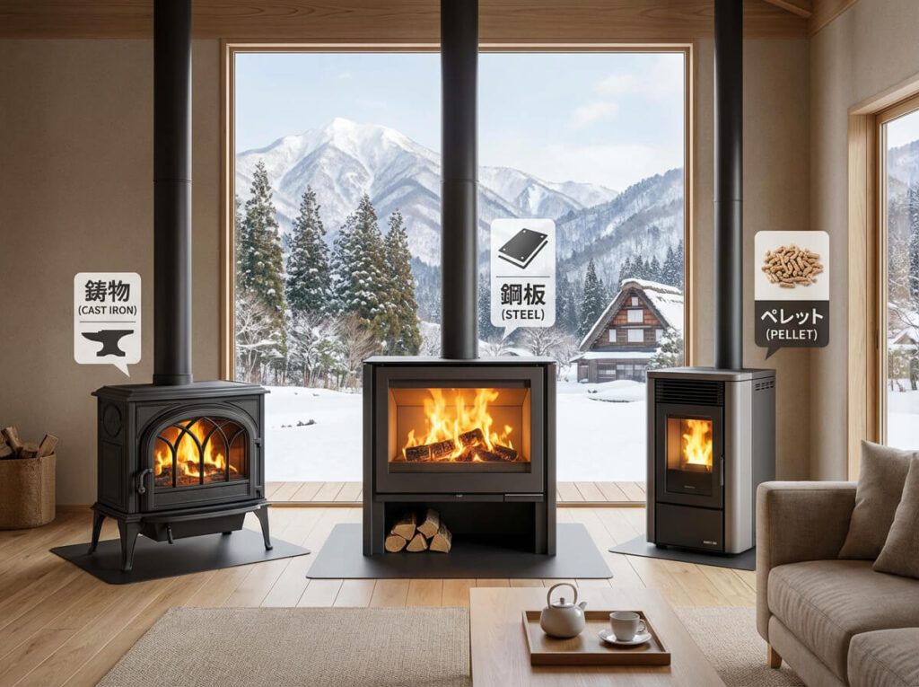 【薪ストーブの種類徹底比較】鋳物・鋼板・ペレット、信州の暮らしに合うのはどれ？