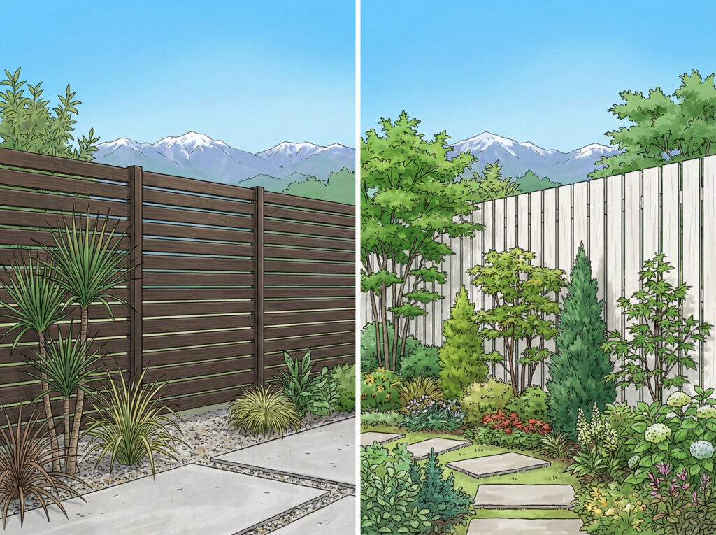 庭の「プライバシー対策」｜おしゃれな目隠しフェンスの種類と費用。長野県の雪にも負けない選び方